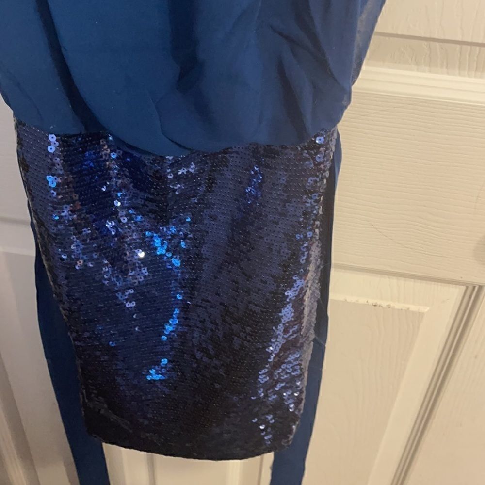 Lucy Paris  Chiffon Sequin Mini Dress Blue Small - Picture 2 of 9
